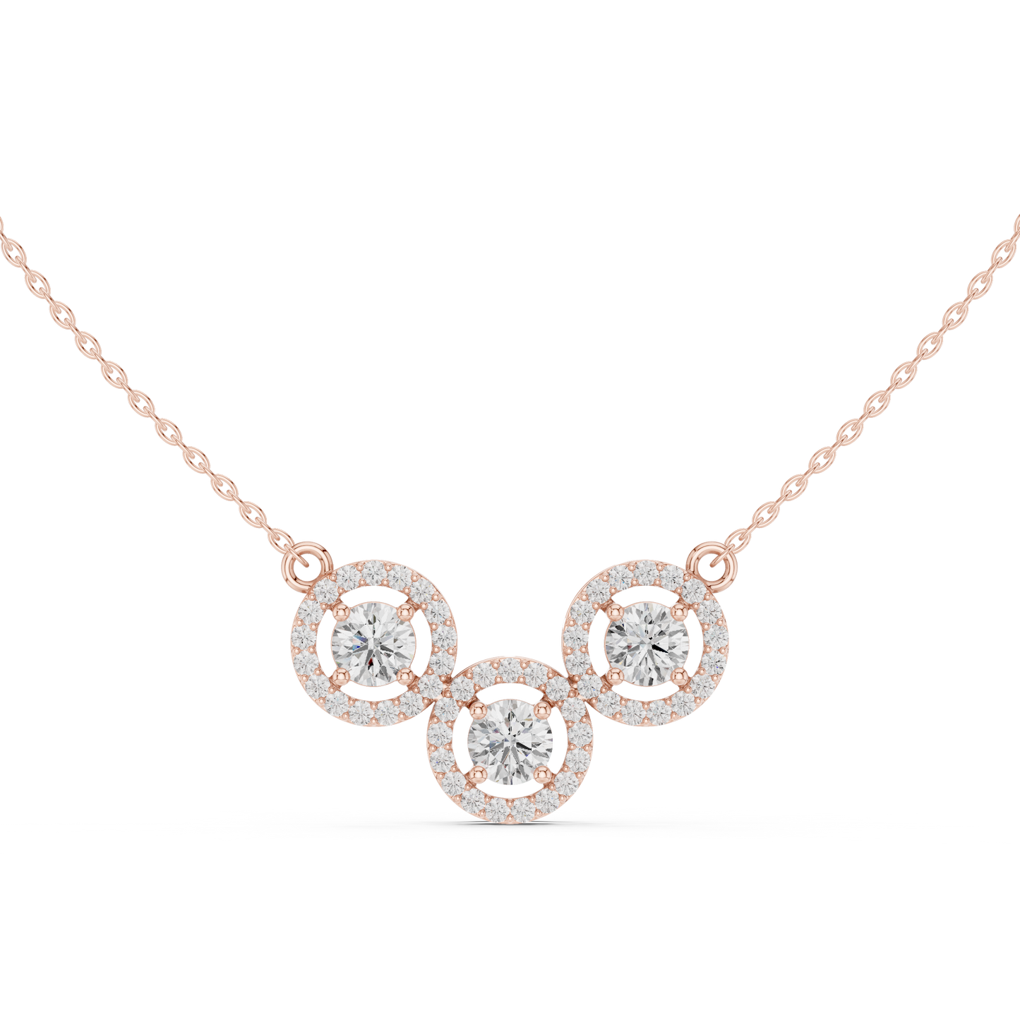Rhythm of Love Diamond Necklace | Triple Halo Elegance