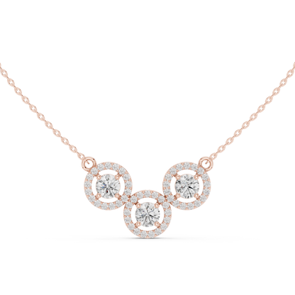 Rhythm of Love Diamond Necklace | Triple Halo Elegance
