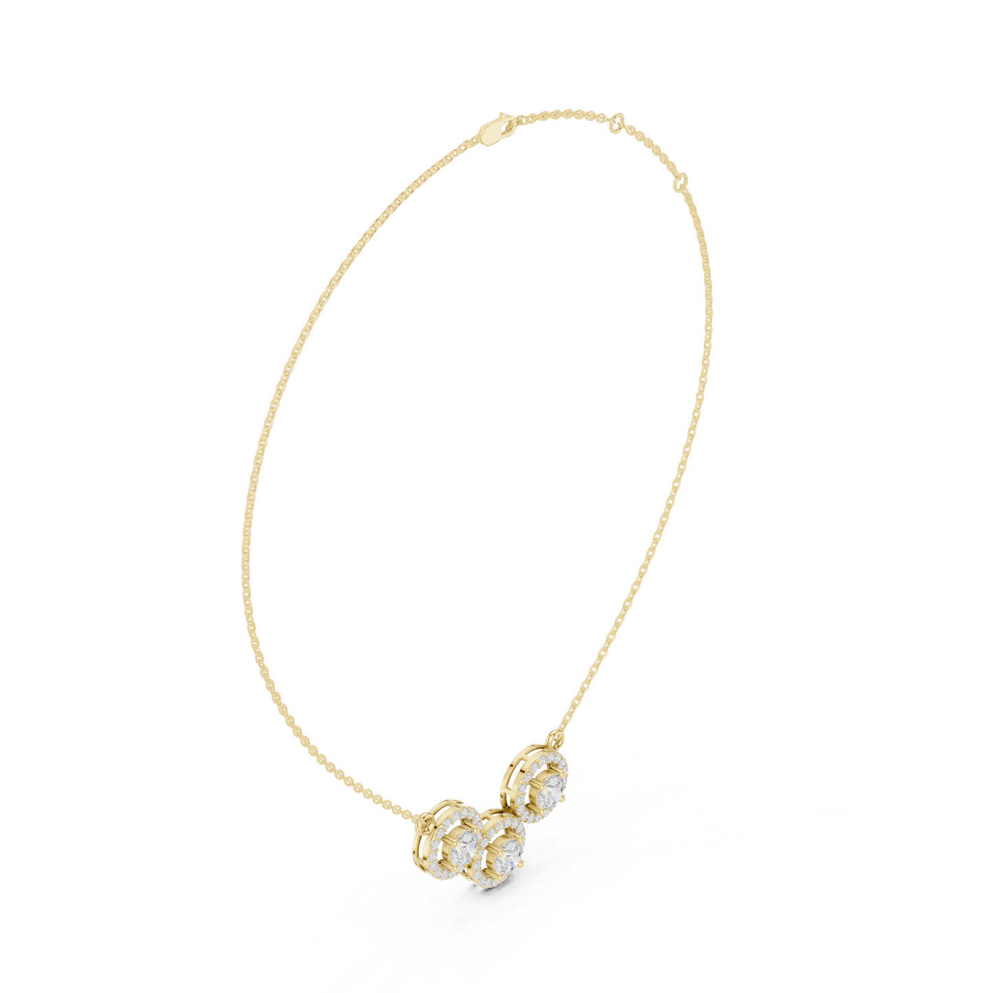 Rhythm of Love Diamond Necklace | Triple Halo Elegance