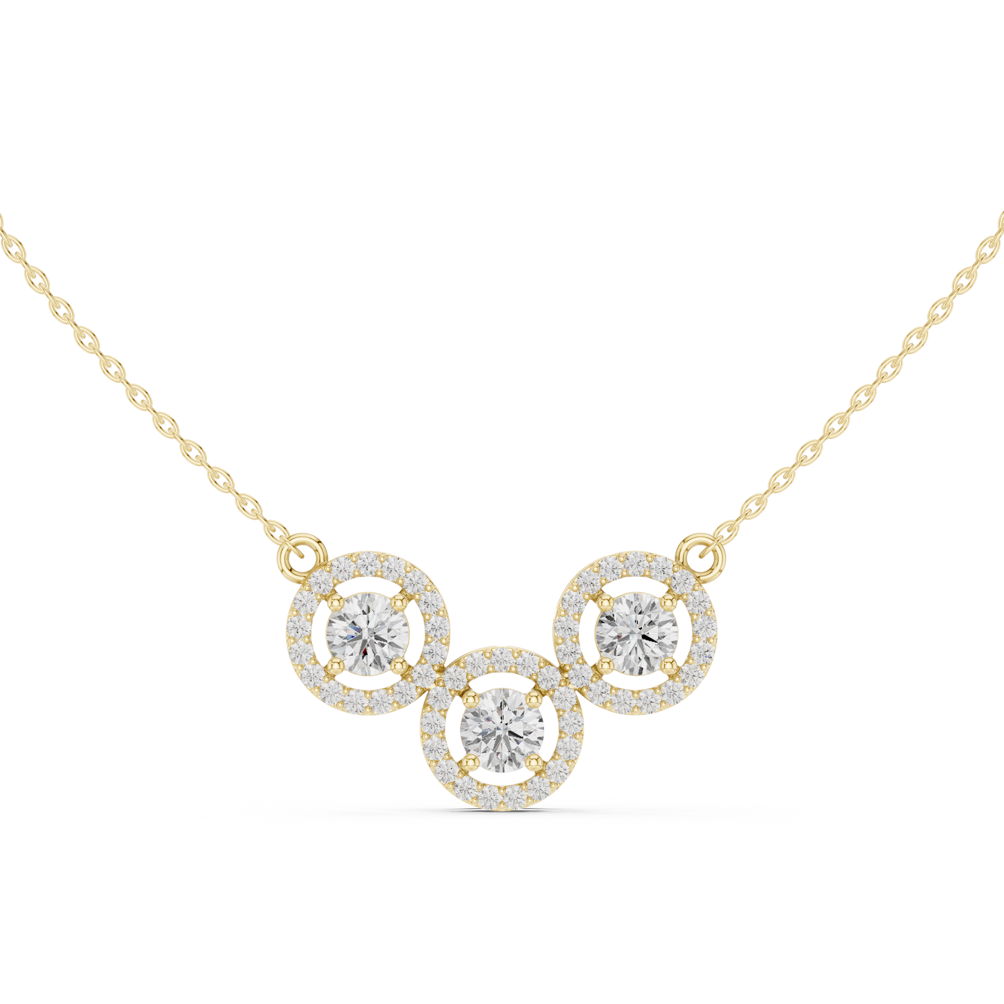 Rhythm of Love Diamond Necklace | Triple Halo Elegance