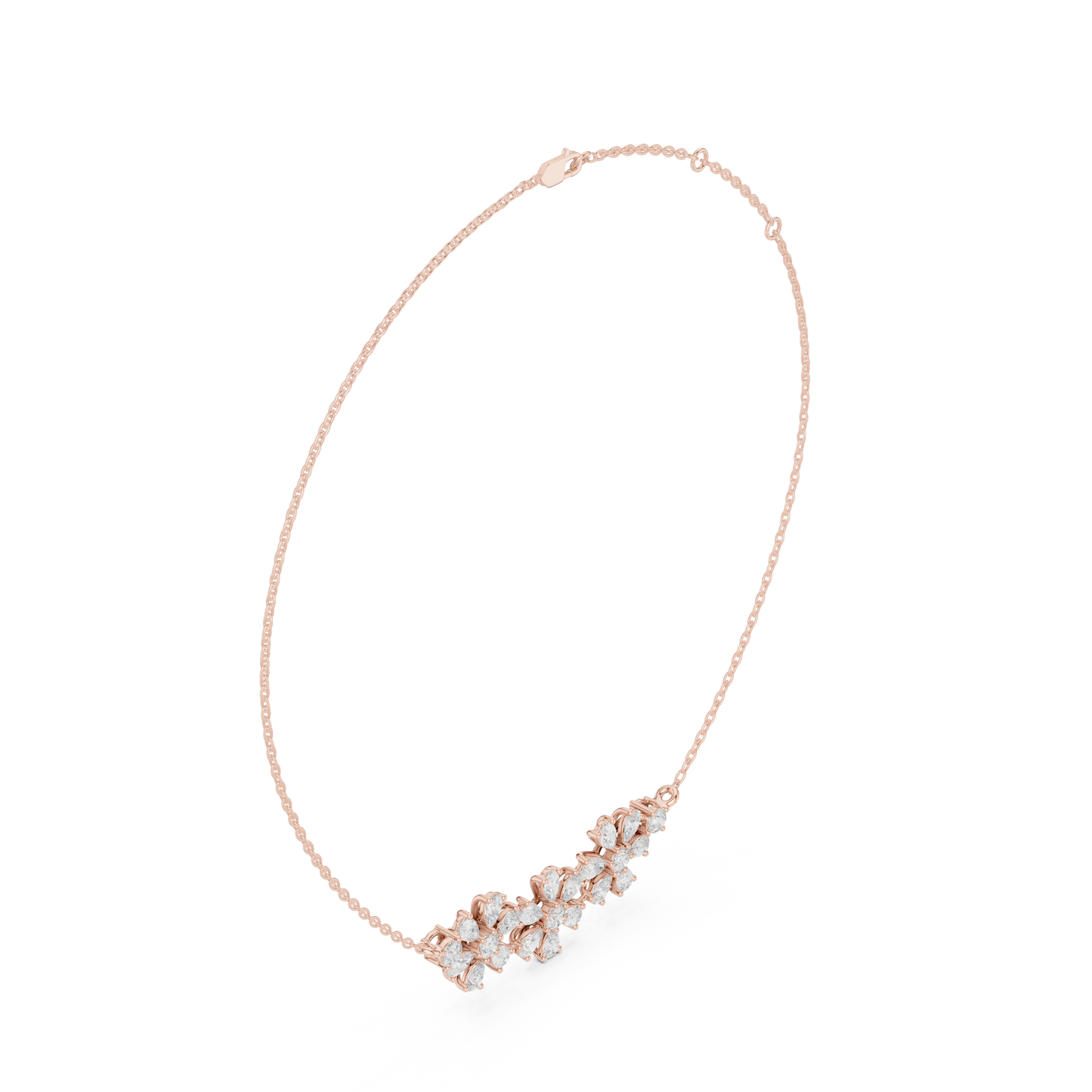 Diamond Floral Motif Necklace | Timeless Bloom Elegance