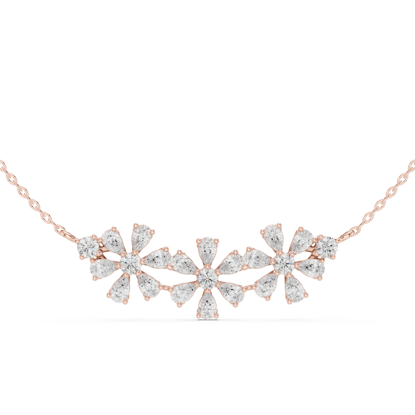 Diamond Floral Motif Necklace | Timeless Bloom Elegance