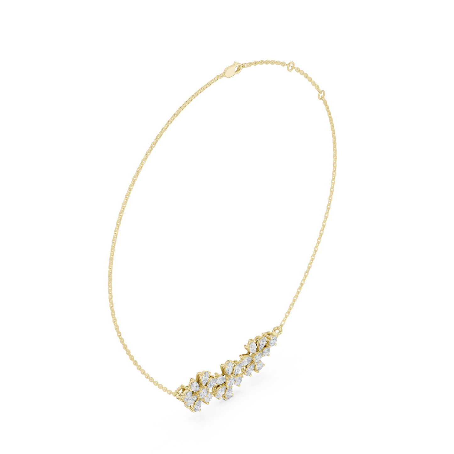 Diamond Floral Motif Necklace | Timeless Bloom Elegance