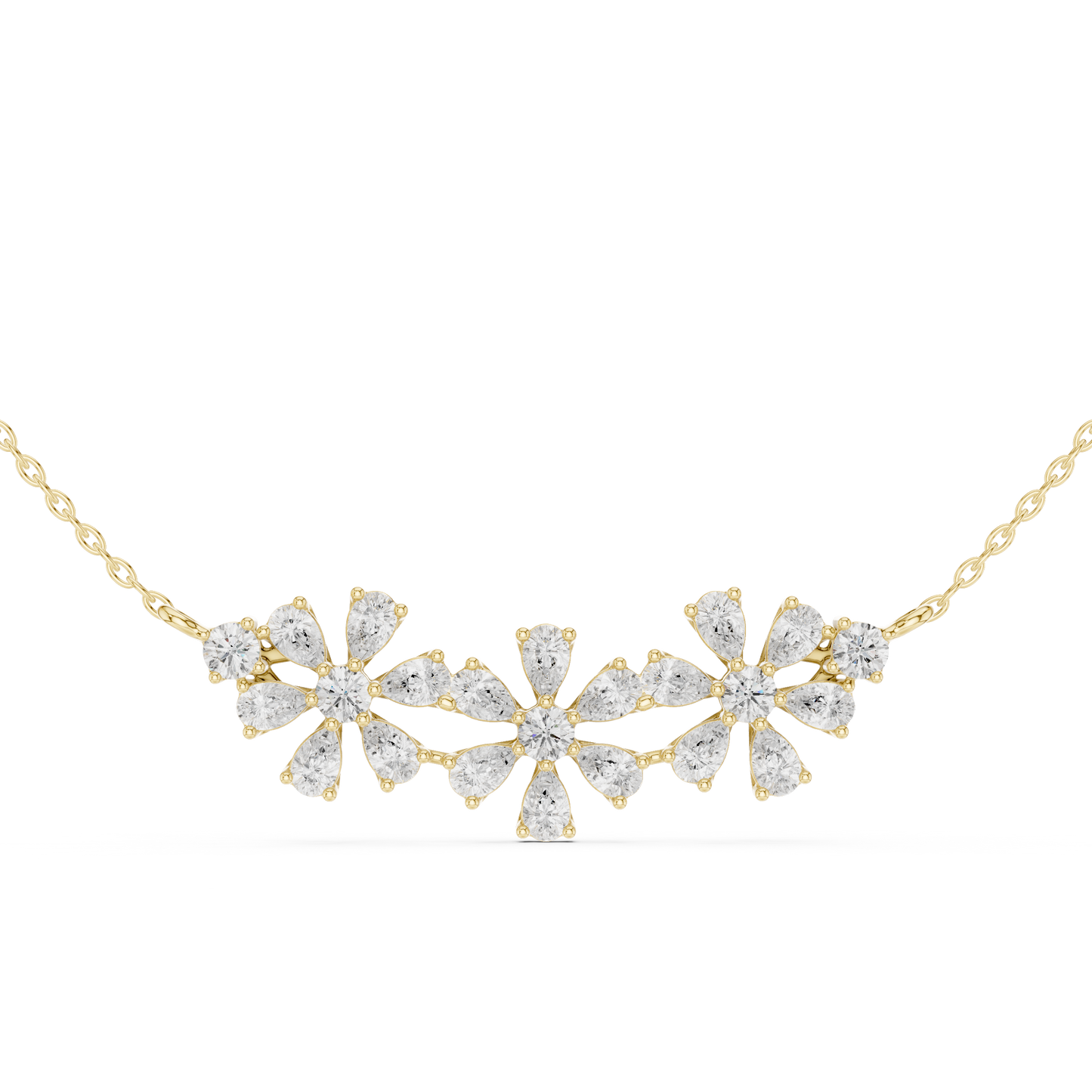 Diamond Floral Motif Necklace | Timeless Bloom Elegance