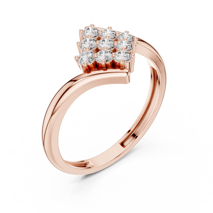 Diamond Cluster Bypass Ring | Round Diamond Crossover Design