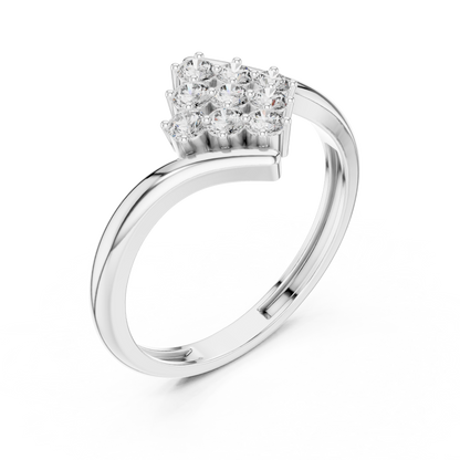 Diamond Cluster Bypass Ring | Round Diamond Crossover Design
