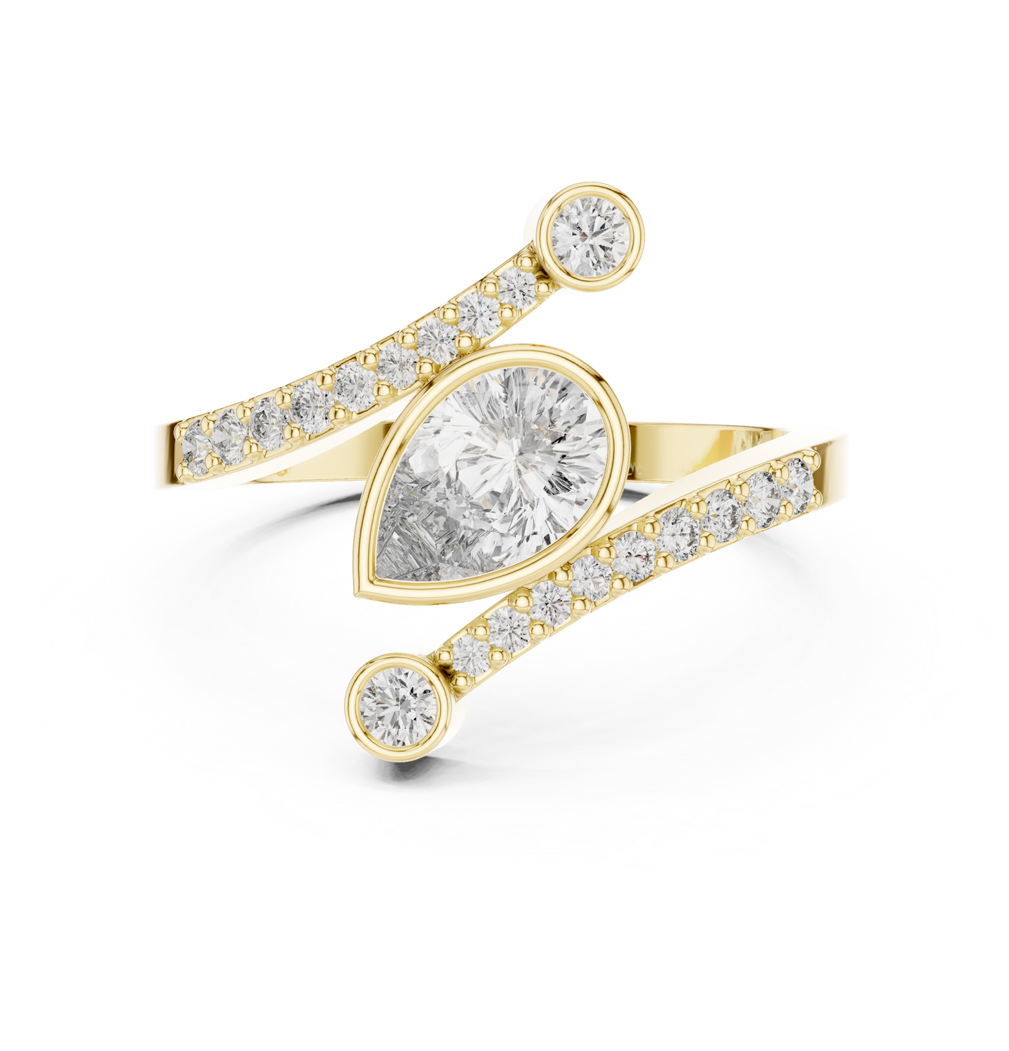 Pear-Shaped Diamond Bypass Ring | Pavé Wrap Engagement Ring