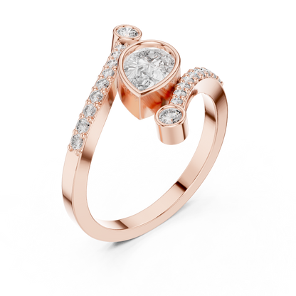 Pear-Shaped Diamond Bypass Ring | Pavé Wrap Engagement Ring