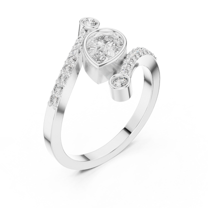 Pear-Shaped Diamond Bypass Ring | Pavé Wrap Engagement Ring
