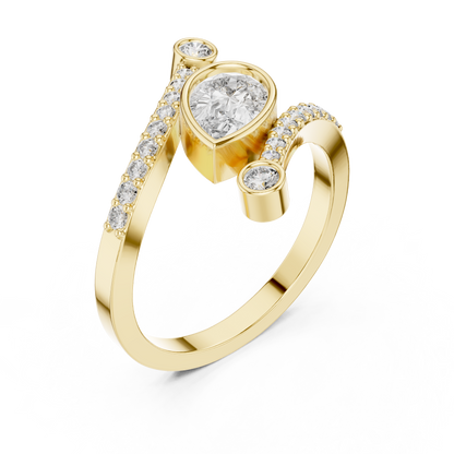 Pear-Shaped Diamond Bypass Ring | Pavé Wrap Engagement Ring