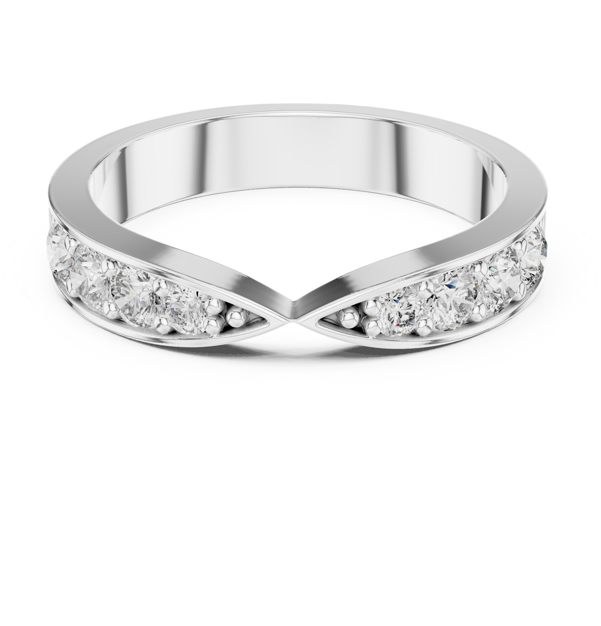 Wishbone ring in anti-tarnish silver with lab-grown diamonds

Elegant V-shaped diamond ring in 935 silver

Modern women’s wishbone ring with sparkling lab-grown diamonds