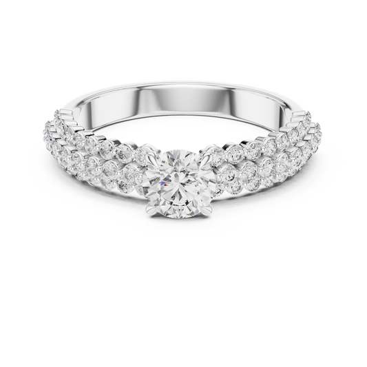 Round Brilliant Diamond Engagement Ring | Pavé Split Shank Elegance