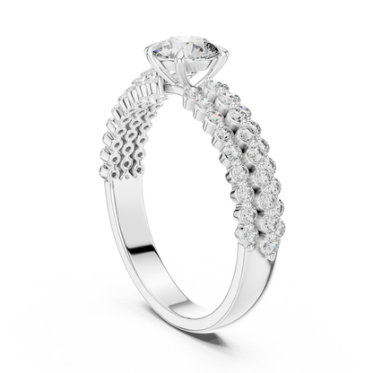 Round Brilliant Diamond Engagement Ring | Pavé Split Shank Elegance