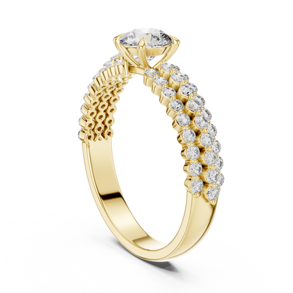 Round Brilliant Diamond Engagement Ring | Pavé Split Shank Elegance