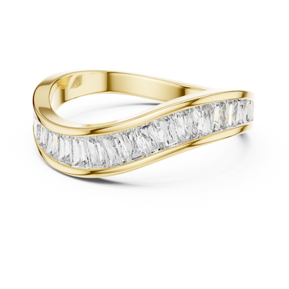 Baguette Diamond Wave Ring | Modern Sculptural Elegance