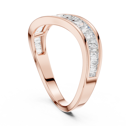 Baguette Diamond Wave Ring | Modern Sculptural Elegance