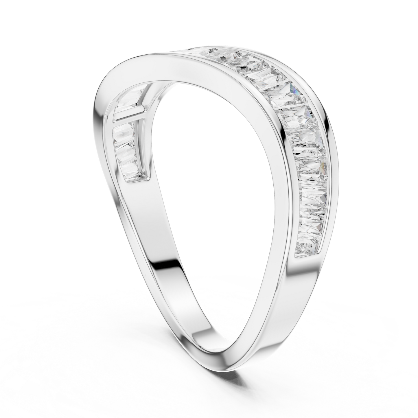 Baguette Diamond Wave Ring | Modern Sculptural Elegance