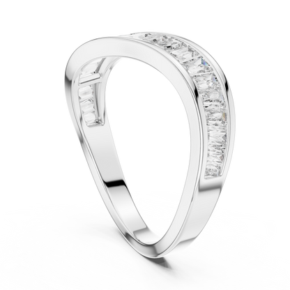 Baguette Diamond Wave Ring | Modern Sculptural Elegance