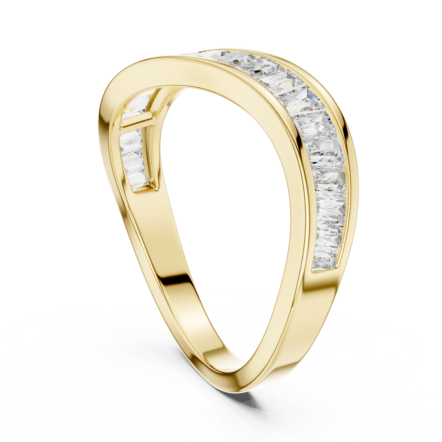 Baguette Diamond Wave Ring | Modern Sculptural Elegance