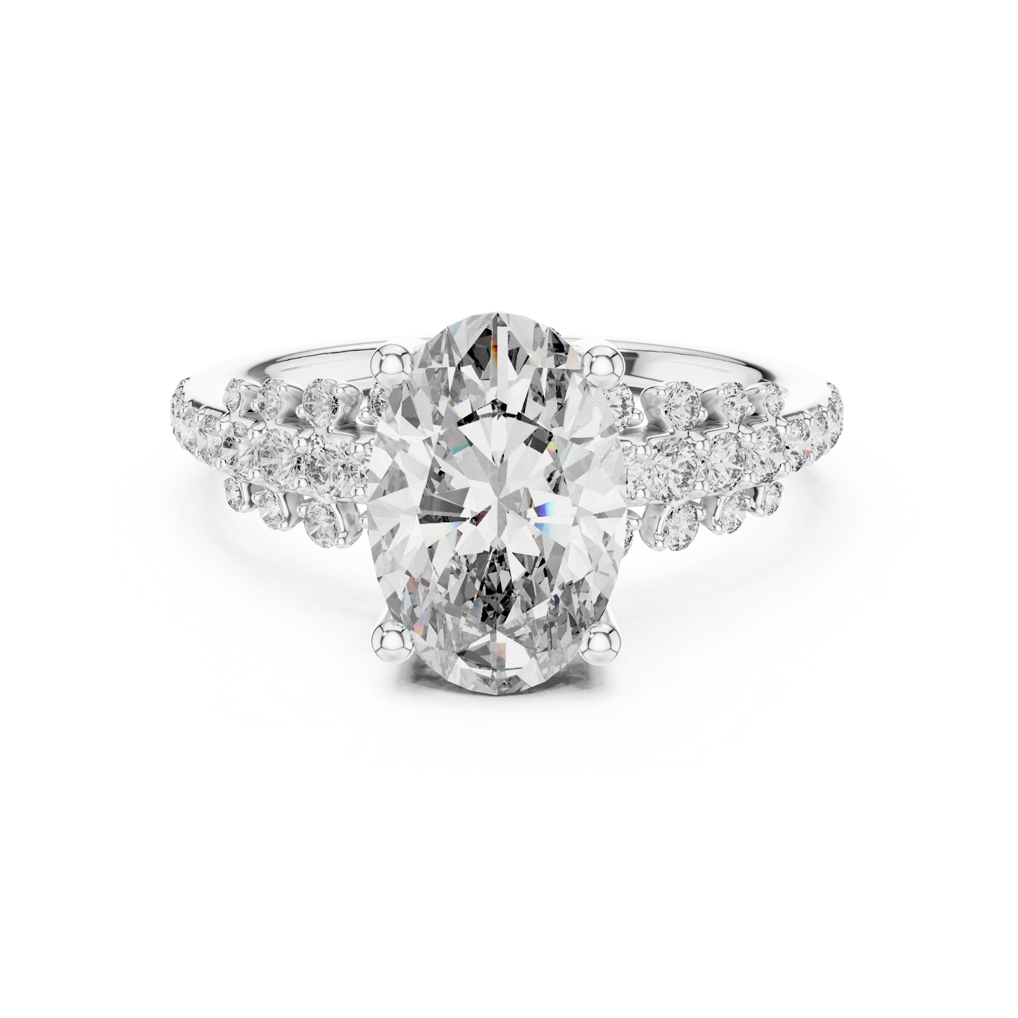 Lab-Grown Oval Diamond Engagement Ring | Graduated Pavé Shank