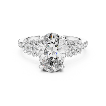 Lab-Grown Oval Diamond Engagement Ring | Graduated Pavé Shank