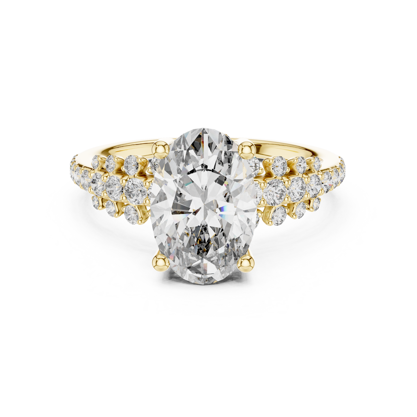 Lab-Grown Oval Diamond Engagement Ring | Graduated Pavé Shank