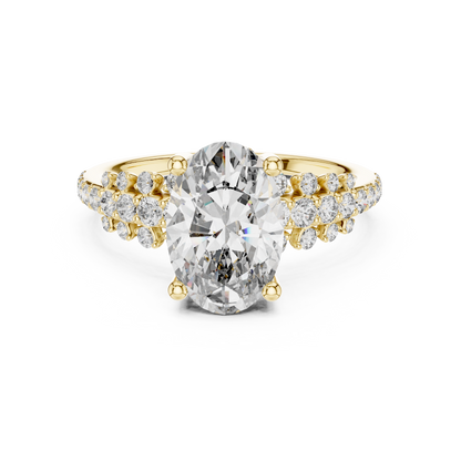 Lab-Grown Oval Diamond Engagement Ring | Graduated Pavé Shank