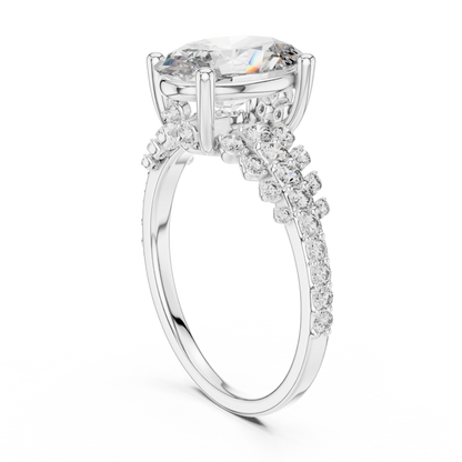 Lab-Grown Oval Diamond Engagement Ring | Graduated Pavé Shank