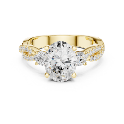 Frances Marquise & Pear Side Stone Ring | Twisted Pavé Band