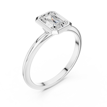 Bezel-Set Emerald Engagement Ring | Modern Elegance