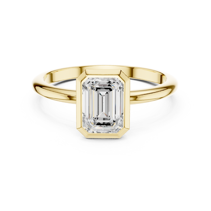 Bezel-Set Emerald Engagement Ring | Modern Elegance