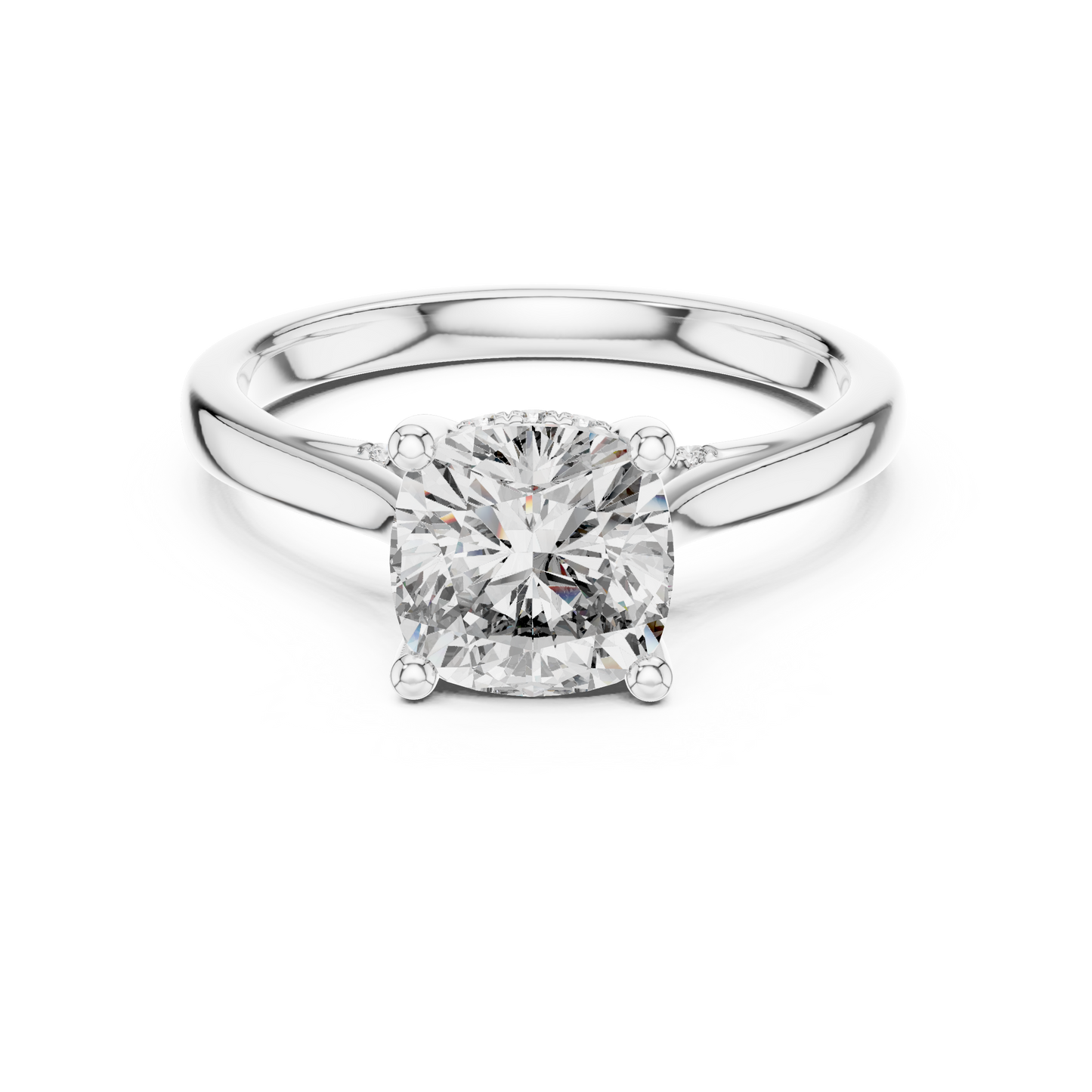 Cushion-cut diamond solitaire engagement ring in white gold

Elegant women’s engagement ring featuring cushion-cut lab-grown diamond

Classic solitaire bridal ring with sparkling center stone