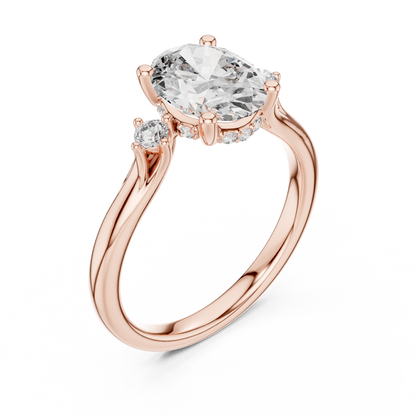 Three-Stone Oval-Cut Lab-Grown Diamond Engagement Ring