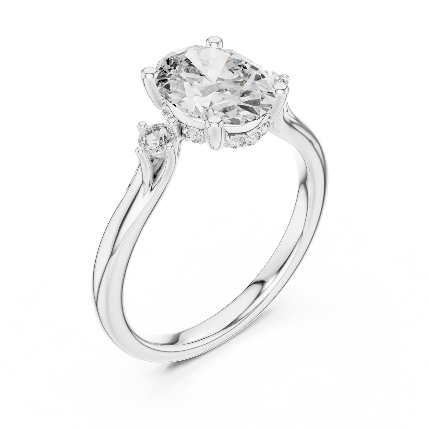 Three-Stone Oval-Cut Lab-Grown Diamond Engagement Ring