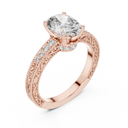 Oval-Cut Diamond Engagement Ring | Pavé Side Stones