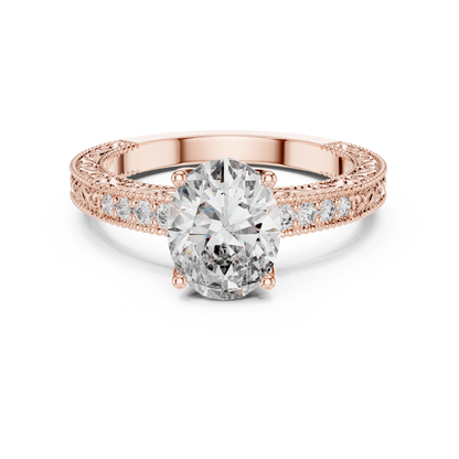 Oval-Cut Diamond Engagement Ring | Pavé Side Stones