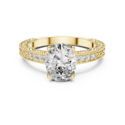 Oval-Cut Diamond Engagement Ring | Pavé Side Stones