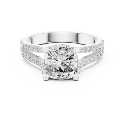 Round lab-grown diamond halo engagement ring in white gold

Elegant women’s engagement ring featuring round center and pavé halo

Classic bridal ring with halo of sparkling accent diamonds