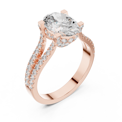 Oval-Cut Diamond Engagement Ring | Pavé Split Shank