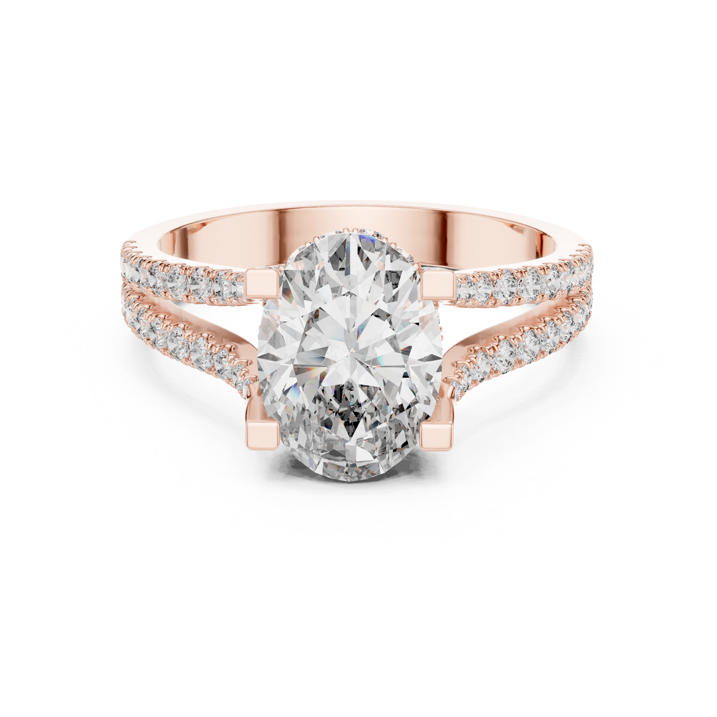 Oval-Cut Diamond Engagement Ring | Pavé Split Shank