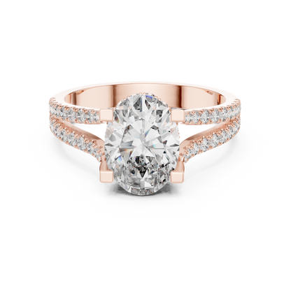 Oval-Cut Diamond Engagement Ring | Pavé Split Shank
