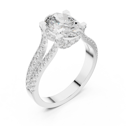Oval-Cut Diamond Engagement Ring | Pavé Split Shank
