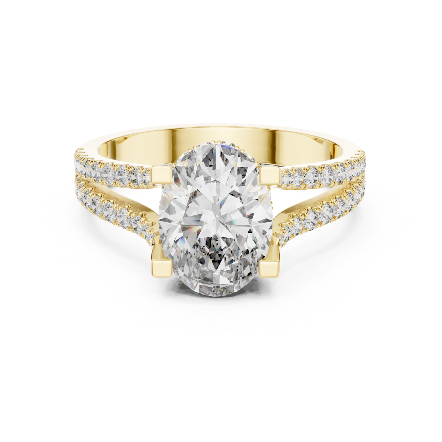 Oval-Cut Diamond Engagement Ring | Pavé Split Shank