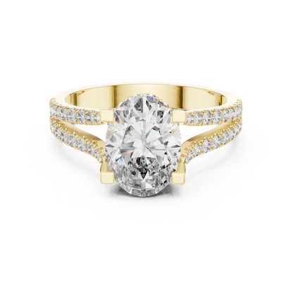 Oval-Cut Diamond Engagement Ring | Pavé Split Shank