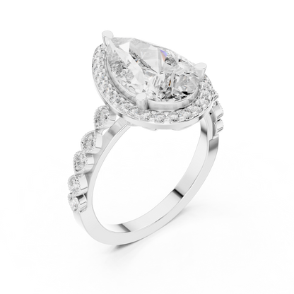 Pear-Cut Halo Diamond Engagement Ring | Lab-Grown Diamond