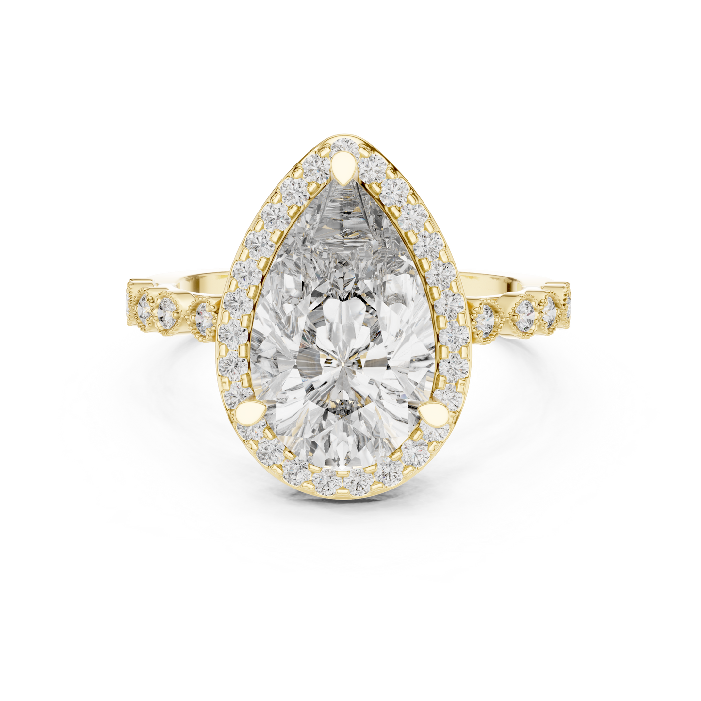 Pear-Cut Halo Diamond Engagement Ring | Lab-Grown Diamond