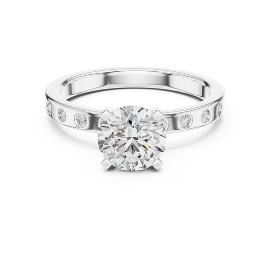 Round solitaire lab-grown diamond engagement ring in white gold

Elegant women’s engagement ring featuring a brilliant round-cut center diamond

Classic solitaire bridal ring with sparkling lab-grown diamond