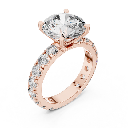 Endless Brilliance Pavé Lab-Grown Diamond Ring | Round-Cut Center Stone