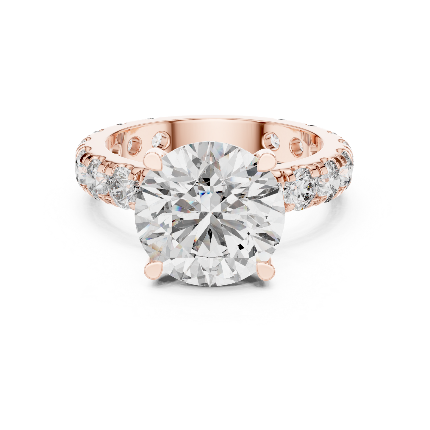 Endless Brilliance Pavé Lab-Grown Diamond Ring | Round-Cut Center Stone