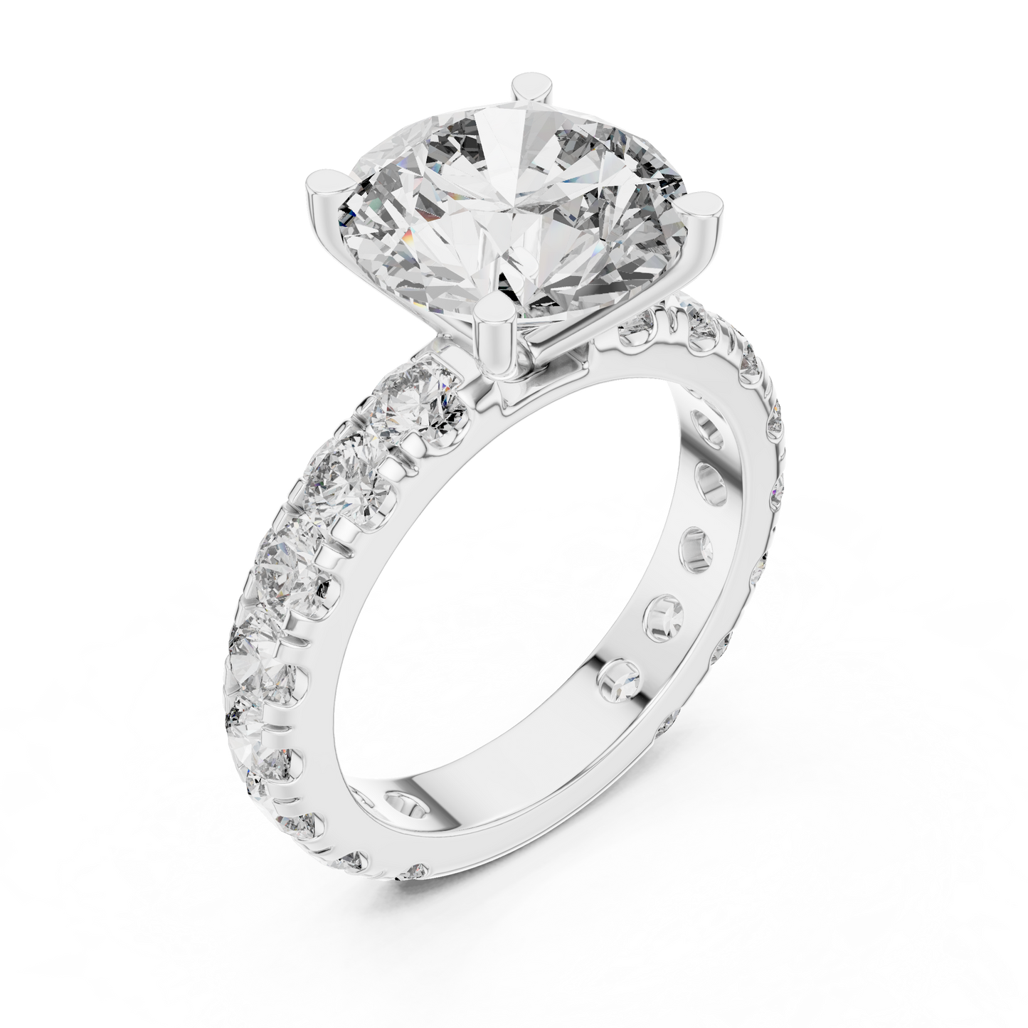 Endless Brilliance Pavé Lab-Grown Diamond Ring | Round-Cut Center Stone
